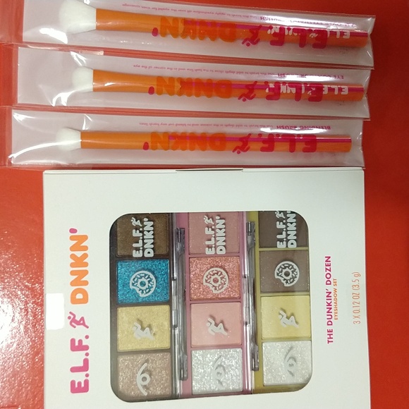 ELF Makeup Elf Dunkin Collab The Dunkin Dozen Eyeshadow Set And 3